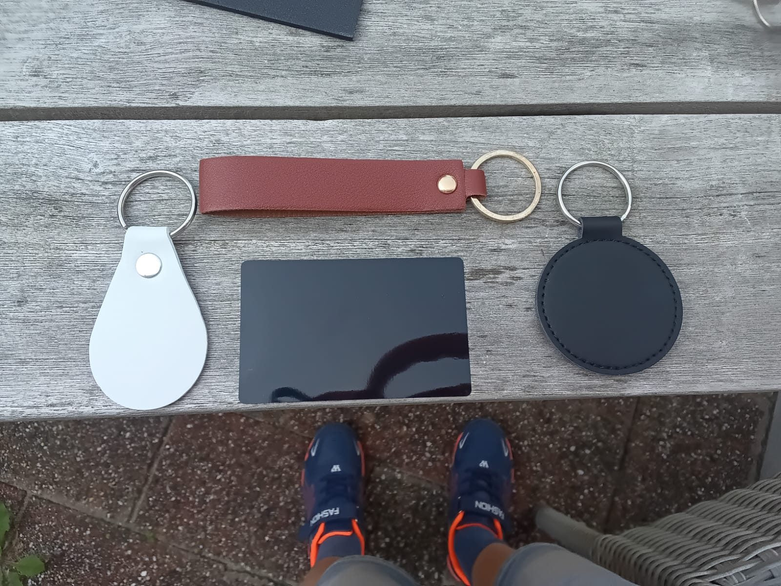 Overzicht met verschillende blanco sleutelhangers